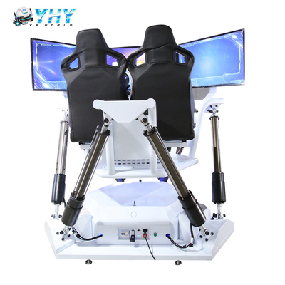 بازی White Color 3 Screen 6 DOF VR Driving Simulator برای زمین بازی سرپوشیده