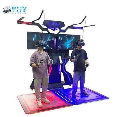 دست طلایی 9D VR شبیه ساز تعاملی پلت فرم ایستاده 2 بازیکن داخلی / خارجی فلز پایدار / پلاستیکی HTC Vive