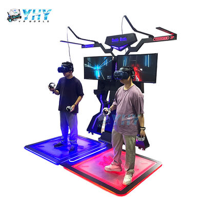 VR Simulator Virtual Reality Extreme Machine دو بازیکن در فضا قدم می زنند مرکز خرید تعاملی در فضای باز