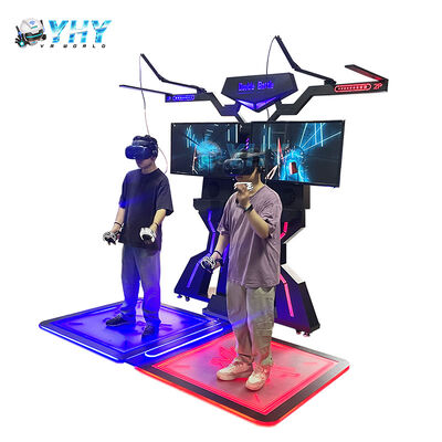 دست طلایی 9D VR شبیه ساز تعاملی پلت فرم ایستاده 2 بازیکن داخلی / خارجی فلز پایدار / پلاستیکی HTC Vive