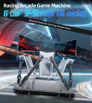 3 صفحه نمایش 6 DOF VR Racing Simulator 5.0KW سیلندر الکتریکی دستگاه بازی آرکید